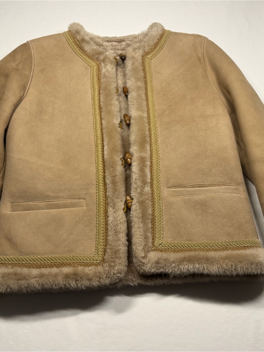 Bogner Vintage Woman's Shearling After Ski Jacket Beige